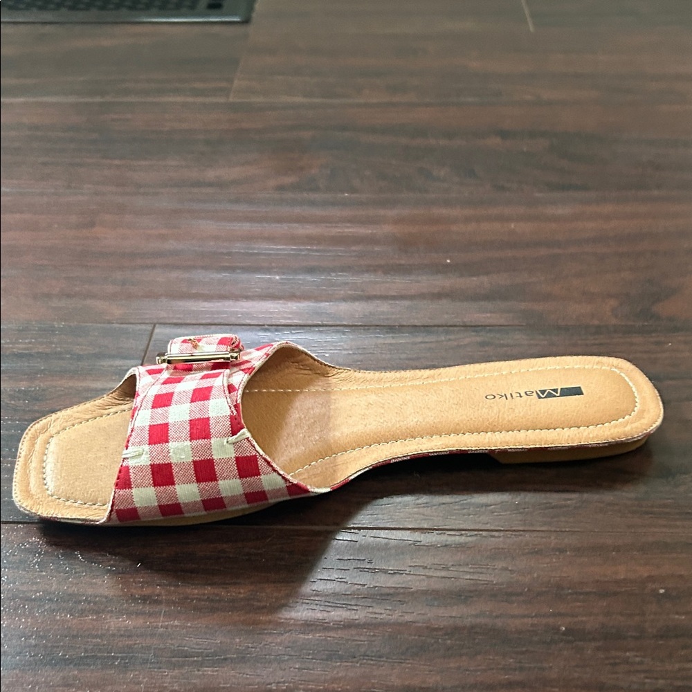 Matiko Red and White Checkered Sandals